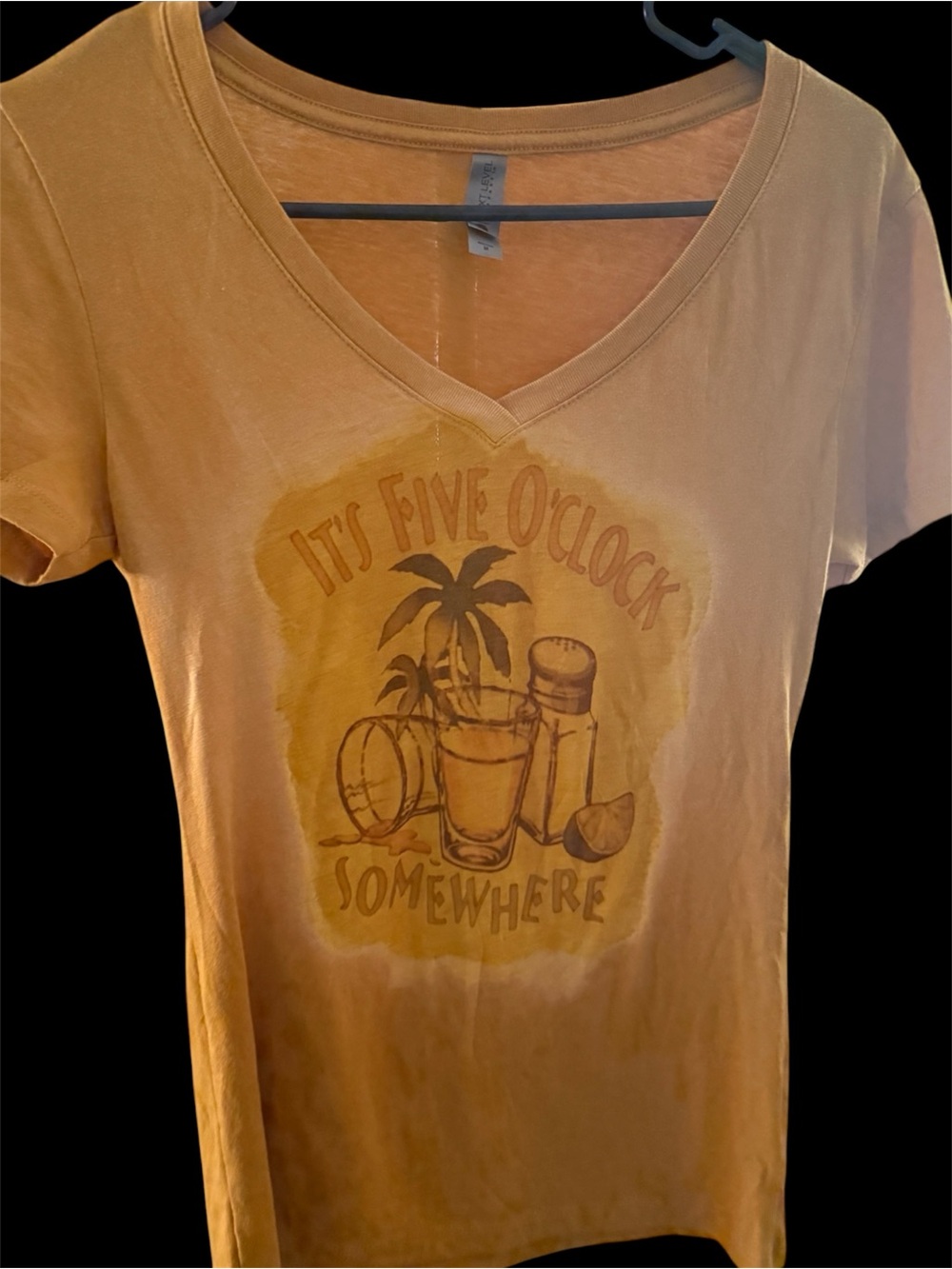Next Level Apparel Yellow V-Neck Tee with Tropical Graphic